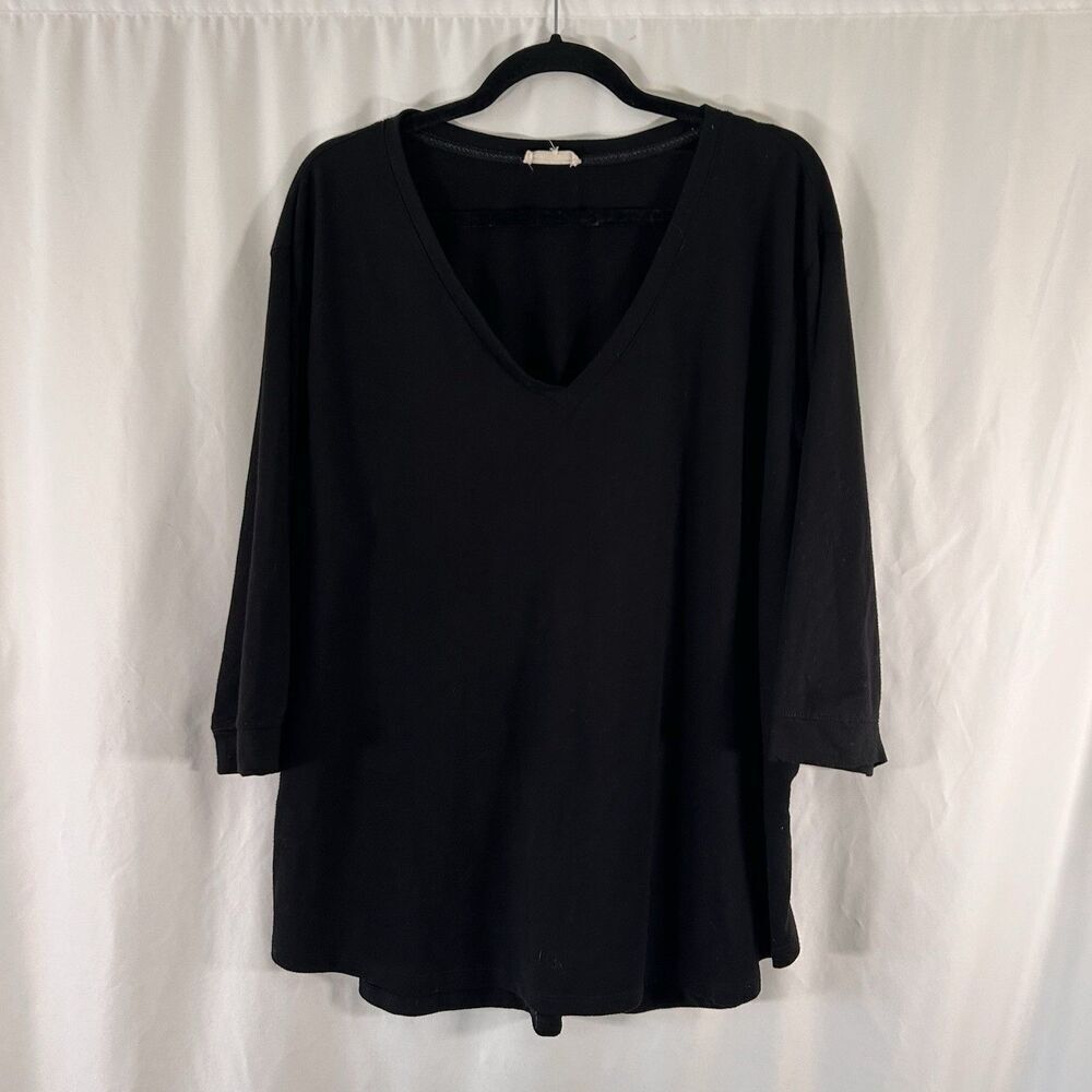 Jane Delancey Blouse Women's XL BLack Vneck Long Sleeve Pullover